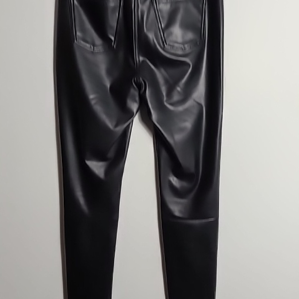 7 FOR ALL MANKIND Black Faux Leather Women Skinny Jeans Size Medium - Picture 11 of 14